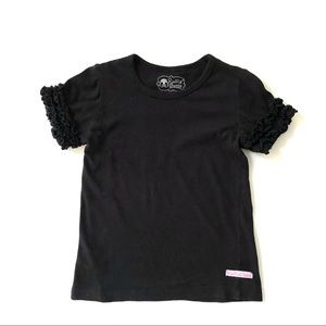 Ruffle Butts Black ruffled sleeve T-Shirt 4T